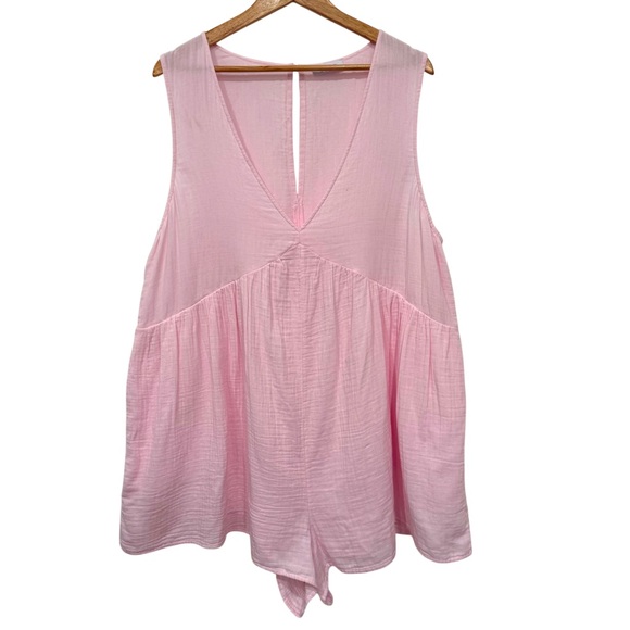 Little Moon Aritzia AirPlush Cotton Elysium Light Pink Sleeveless Romper XL - Picture 4 of 10
